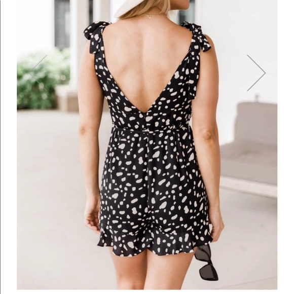 NEW Black and White Spotted Romper - Picture 2 of 4
